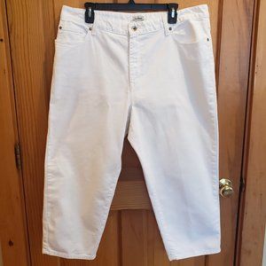 L.L. Bean Women's Classic Fit White Cropped Jeans/Pants, Size: 18